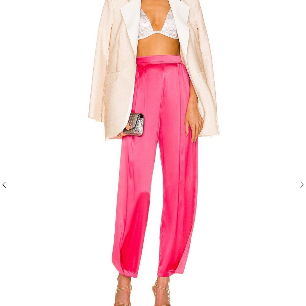 NWT Nue Studio Thalia Silk Trousers in Rose Pink size large